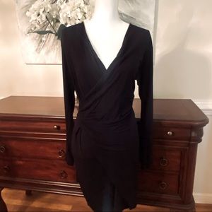 2/$40 She’d Lane UV Apparel Faux Wrap Black Dress size Medium M